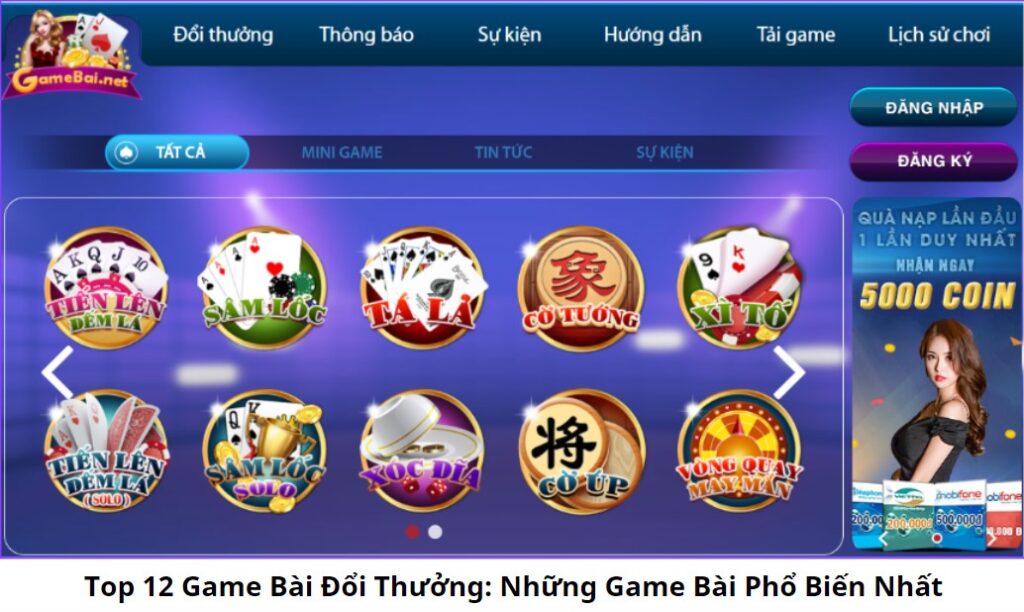 top 12 game bài đổi thưởng